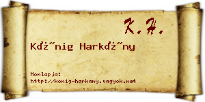 Kőnig Harkány névjegykártya